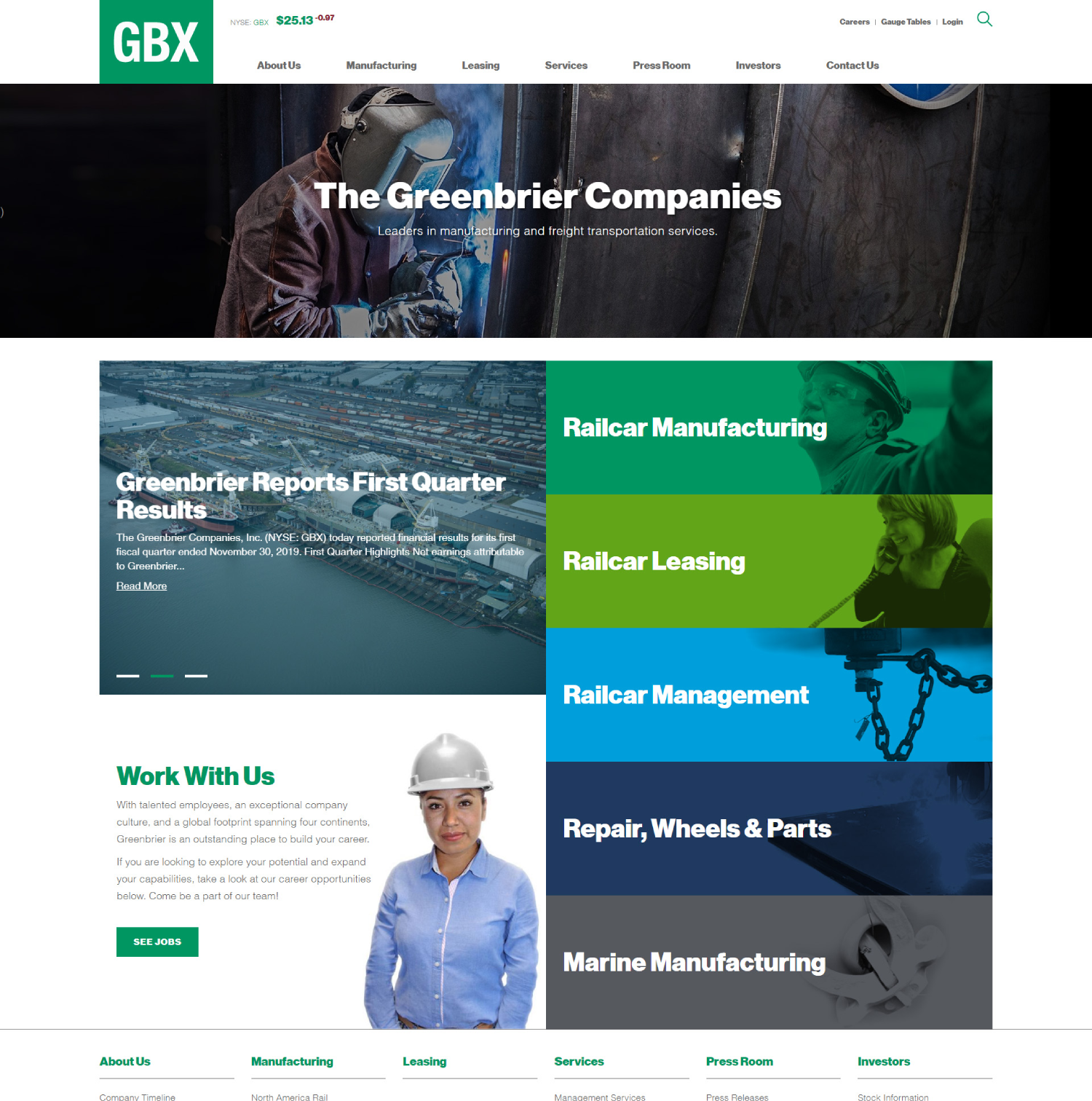 Previous Railcar Manufacturing Website Design Sample