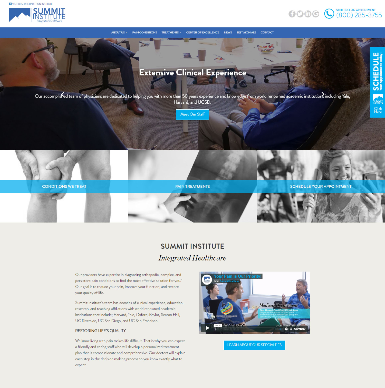 Previous Healthcare Institute Website Design Sample